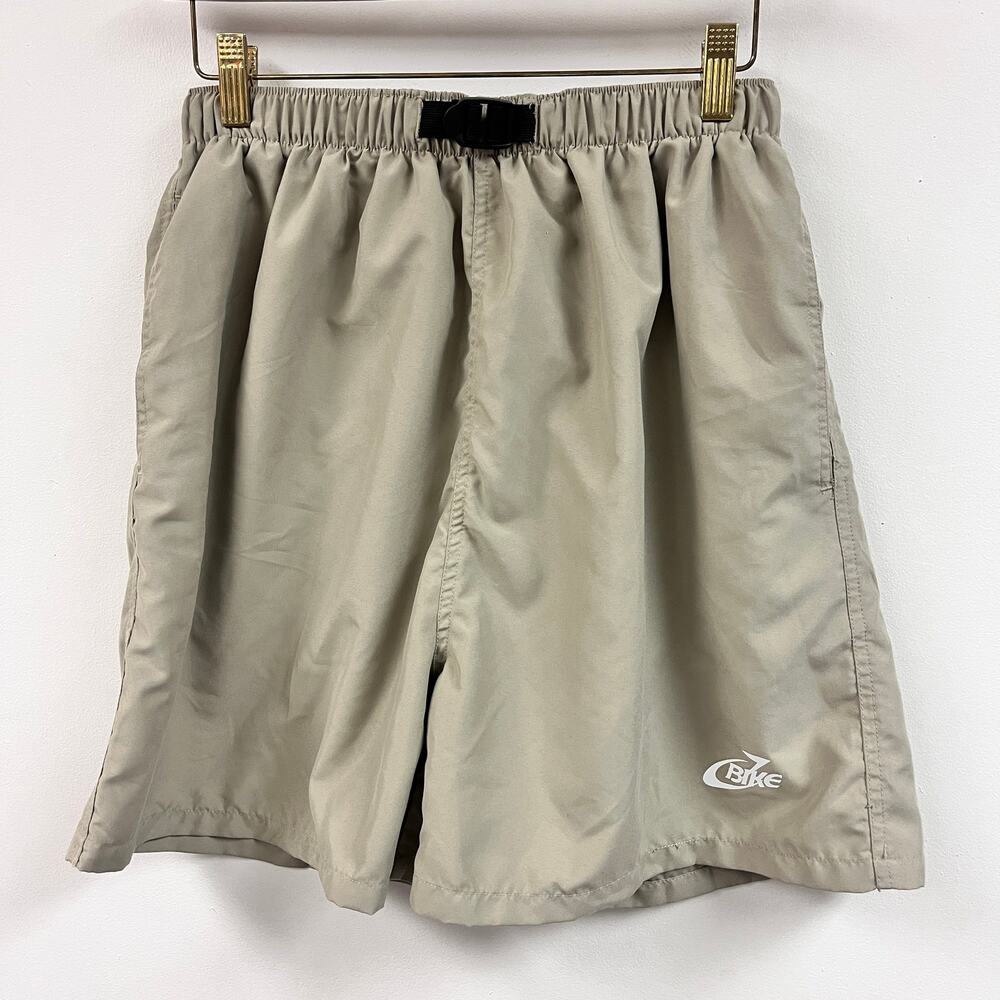 Vintage Men's BIKE tan beige bermuda shorts Med 5in inseam belted